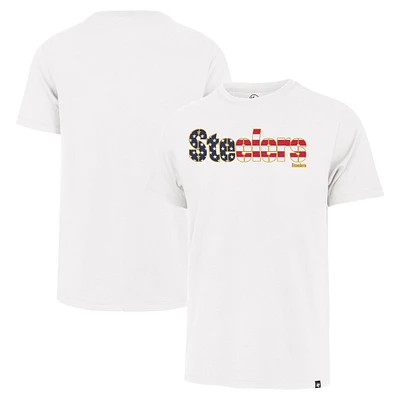 T-shirt Franklin pour hommes avec inscription drapeau des Steelers de Pittsburgh '47 blanc