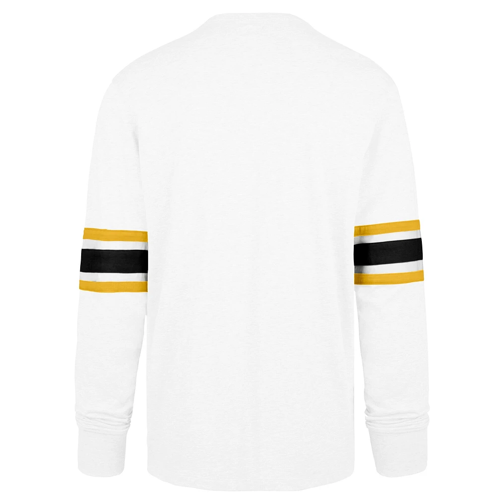 Men's '47 White Pittsburgh Steelers Gridiron Premier Brex Long Sleeve T-Shirt