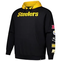 Men's Fanatics Black Pittsburgh Steelers Big & Tall Patched Out Pullover Hoodie
