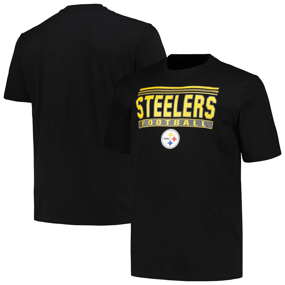 T-shirt pop noir Big & Tall Fanatics pour hommes des Steelers de Pittsburgh