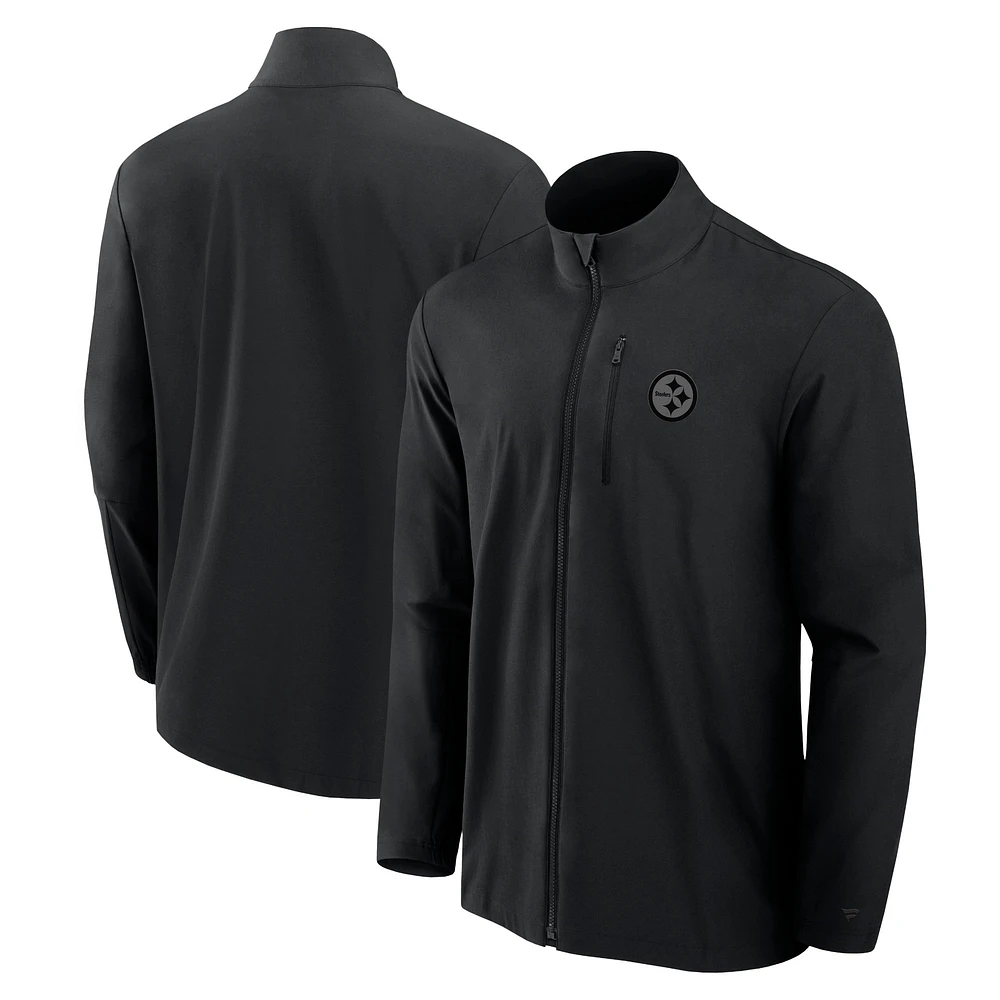 Veste zippée intégrale ton sur Fanatics noire pour homme, modèle Front Office des Pittsburgh Steelers