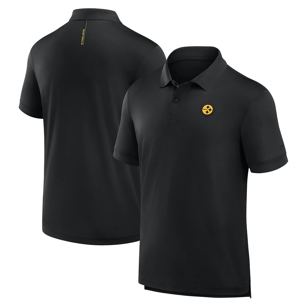 Polo noir Fanatics pour homme avec logo Front Office Move des Pittsburgh Steelers