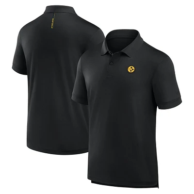 Polo noir Fanatics pour homme avec logo Front Office Move des Pittsburgh Steelers