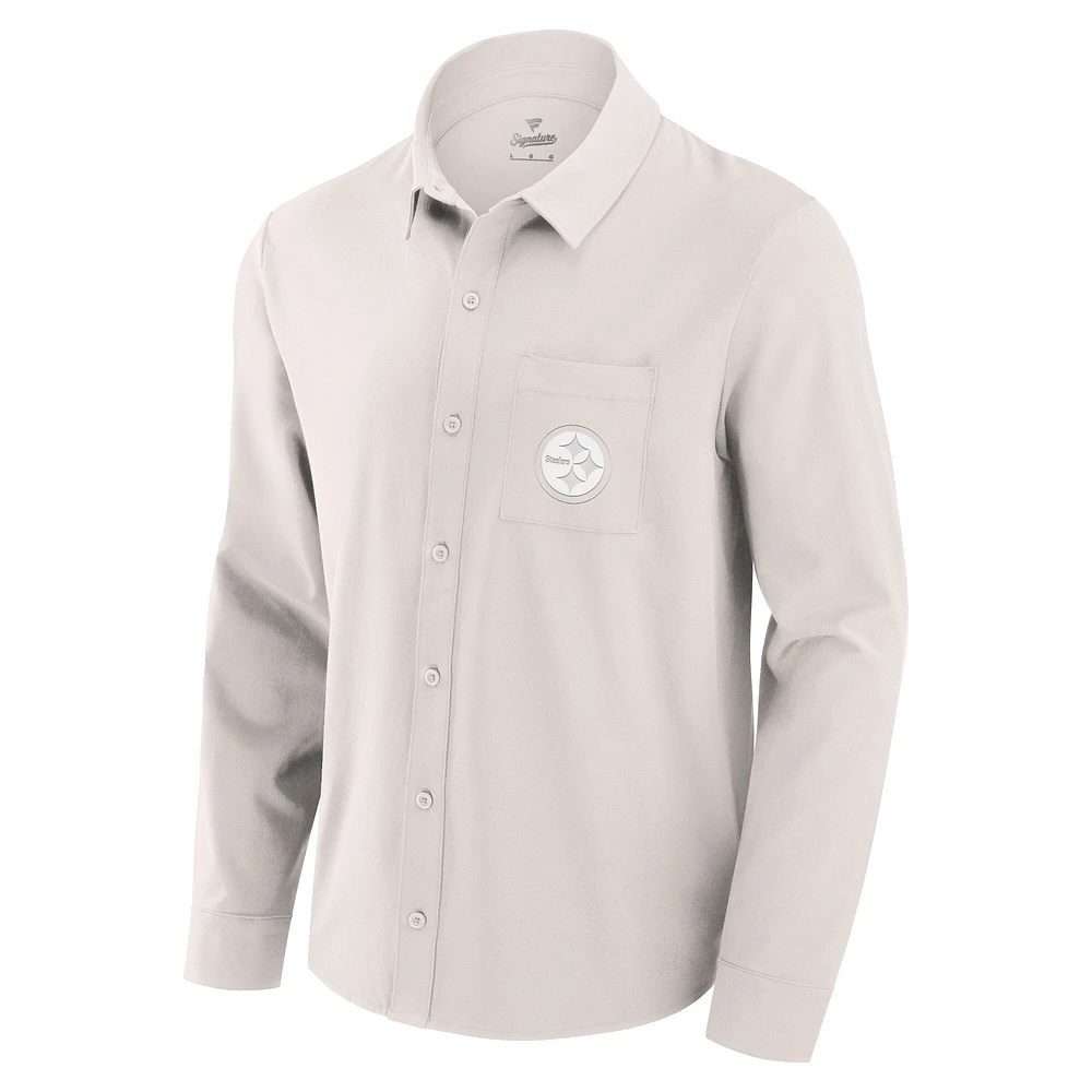 Chemise boutonnée à manches longues Fanatics Cream Pittsburgh Steelers Front Office pour hommes