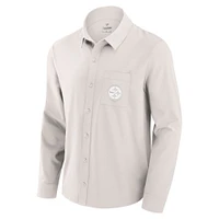 Chemise boutonnée à manches longues Fanatics Cream Pittsburgh Steelers Front Office pour hommes