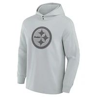 Men's Fanatics Gray Pittsburgh Steelers Elements Blaze Tri-Blend Long Sleeve Hoodie T-Shirt