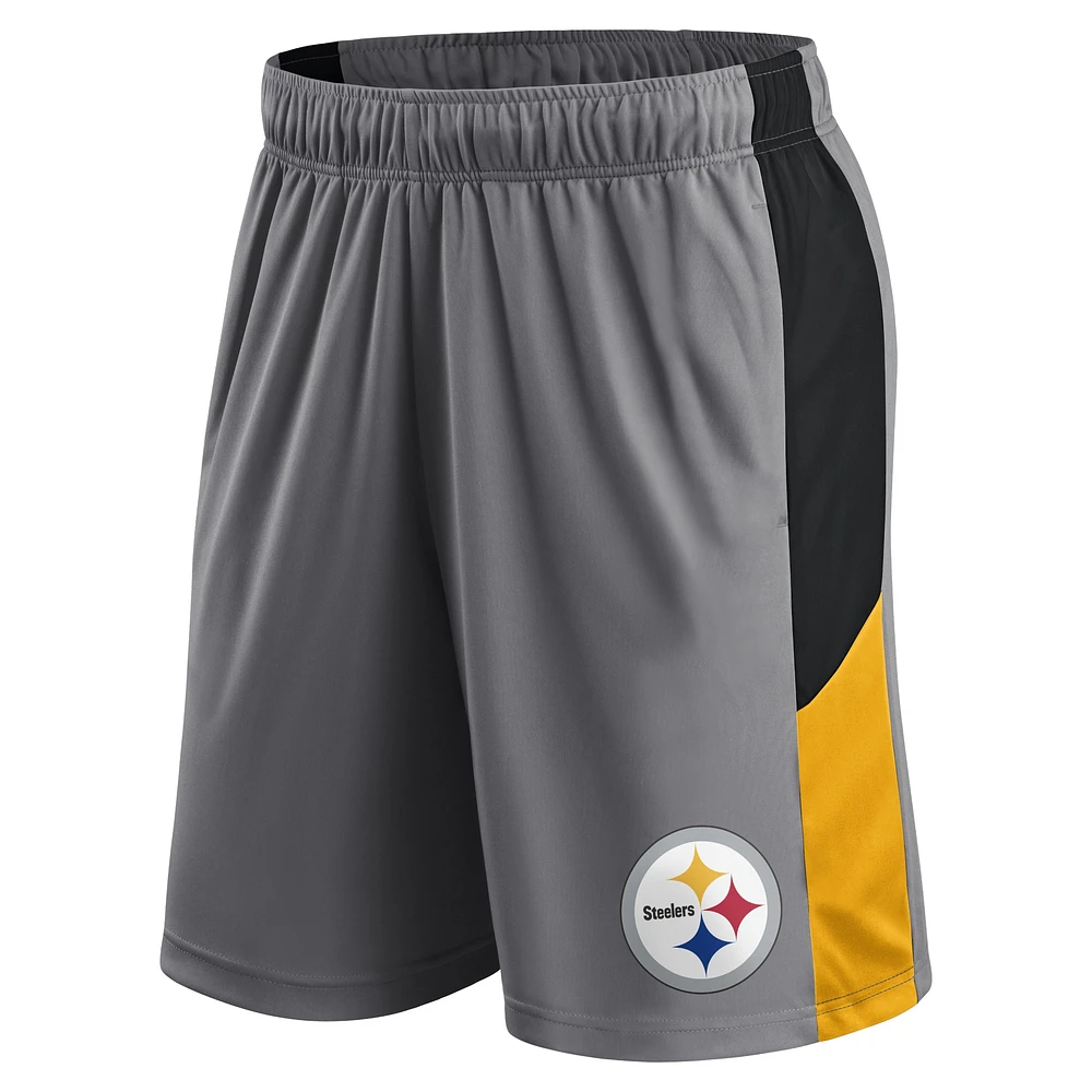 Men's Fanatics Gray Pittsburgh Steelers Logo Shorts