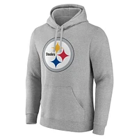 Men's Fanatics Heather Gray Pittsburgh Steelers Deliver Fleece Pullover Hoodie