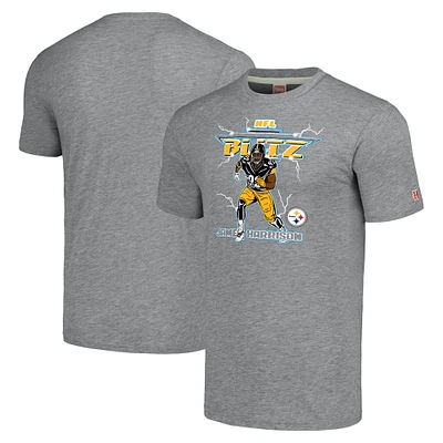 T-shirt triple mélange Hommage pour hommes James Harrison Heather Grey Pittsburgh Steelers NFL Blitz Joueur retraité