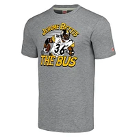 Men's Homage  Jerome Bettis Heathered Gray Pittsburgh Steelers Caricature Retired Player Tri-Blend T-Shirt