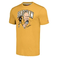 Men's Homage  Terry Bradshaw Heathered Gold Pittsburgh Steelers Caricature Retired Player Tri-Blend T-Shirt