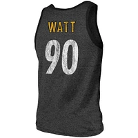 Men's Majestic Threads T.J. Watt Black Pittsburgh Steelers Name & Number Tri-Blend Tank Top