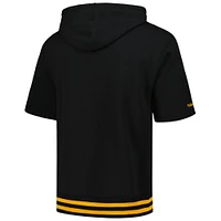 Men's Mitchell & Ness Black Pittsburgh Steelers Pre-Game Short Sleeve Pullover Hoodie