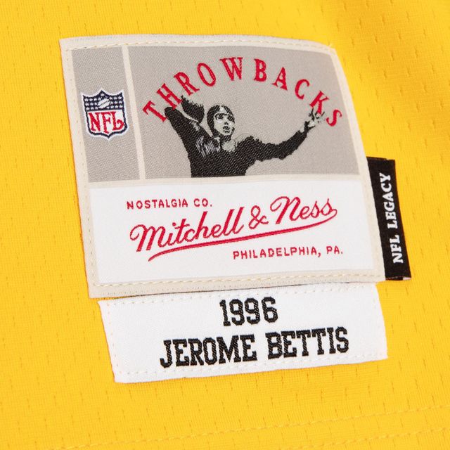 Maillot Mitchell & Ness Jerome Bettis pour hommes, noir/or, réplique des Steelers de Pittsburgh 1996 Split Legacy Replica