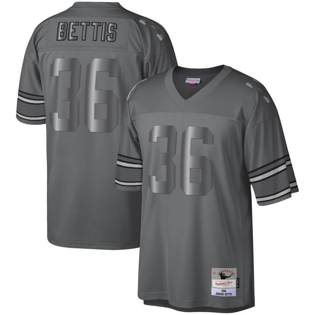 Maillot Mitchell & Ness Jerome Bettis Charcoal Pittsburgh Steelers 1996 pour homme, joueur retraité Metal Legacy