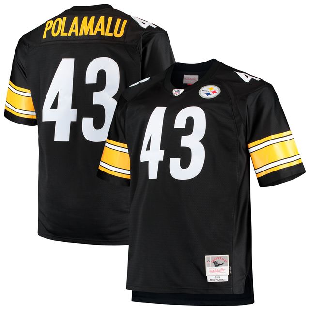 Maillot réplique de joueur retraité Mitchell & Ness Troy Polamalu des Pittsburgh Steelers Big Tall 2005 noir pour hommes