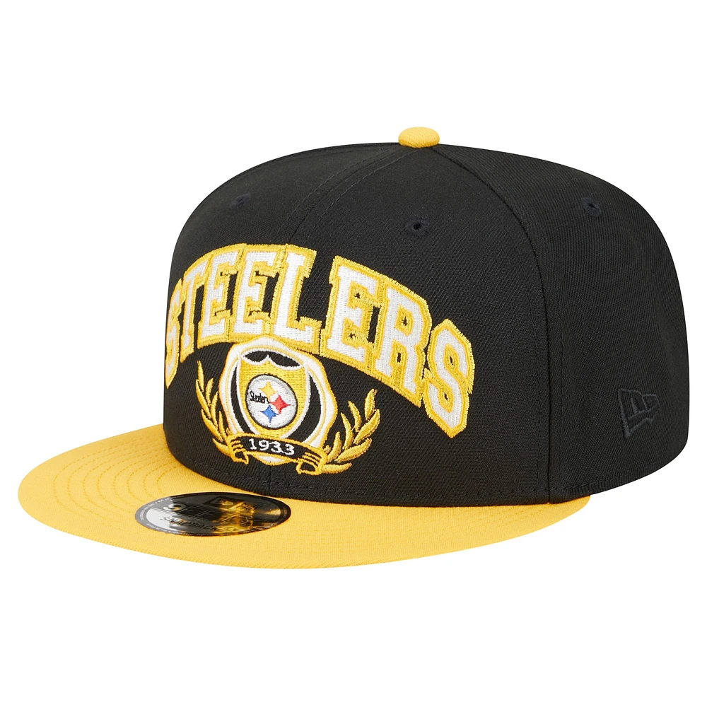 Casquette Snapback 9FIFTY de l'équipe des Pittsburgh Steelers New Era pour hommes, noir/or
