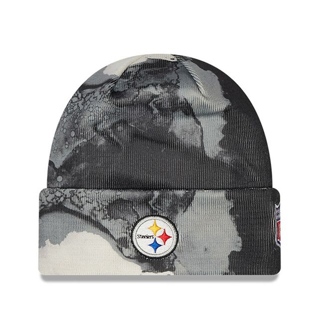 New Era Pittsburgh Steelers 2022 Sideline pour homme - Noir - Bonnet en tricot à revers teint à l'encre