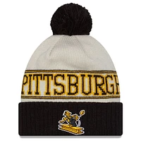 Men's New Era  Black Pittsburgh Steelers 2023 Sideline Historic Pom Cuffed Knit Hat