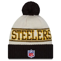 Men's New Era  Black Pittsburgh Steelers 2023 Sideline Historic Pom Cuffed Knit Hat
