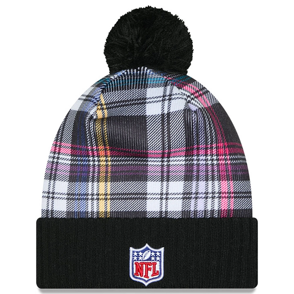 Men's New Era  Black Pittsburgh Steelers 2024 NFL Crucial Catch Cuffed Knit Hat With Pom