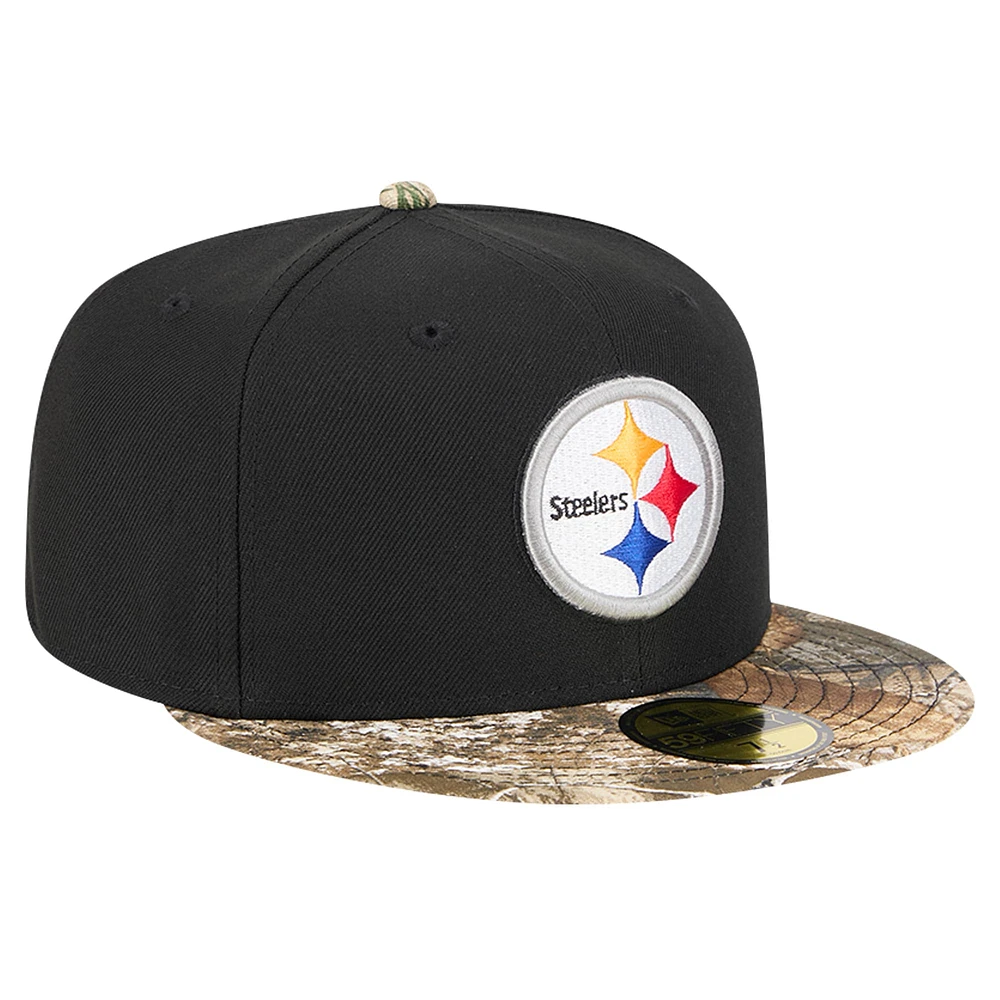Men's New Era Black Pittsburgh Steelers Active Two-Tone Camo 59FIFTY Fitted Hat