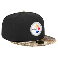 Men's New Era Black Pittsburgh Steelers Active Two-Tone Camo 59FIFTY Fitted Hat