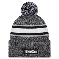 Men's New Era Black Pittsburgh Steelers Inspire Change Cuffed Knit Hat with Pom