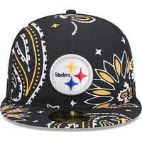 Men's New Era Black Pittsburgh Steelers Paisley 59FIFTY Fitted Hat