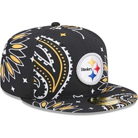 Men's New Era Black Pittsburgh Steelers Paisley 59FIFTY Fitted Hat