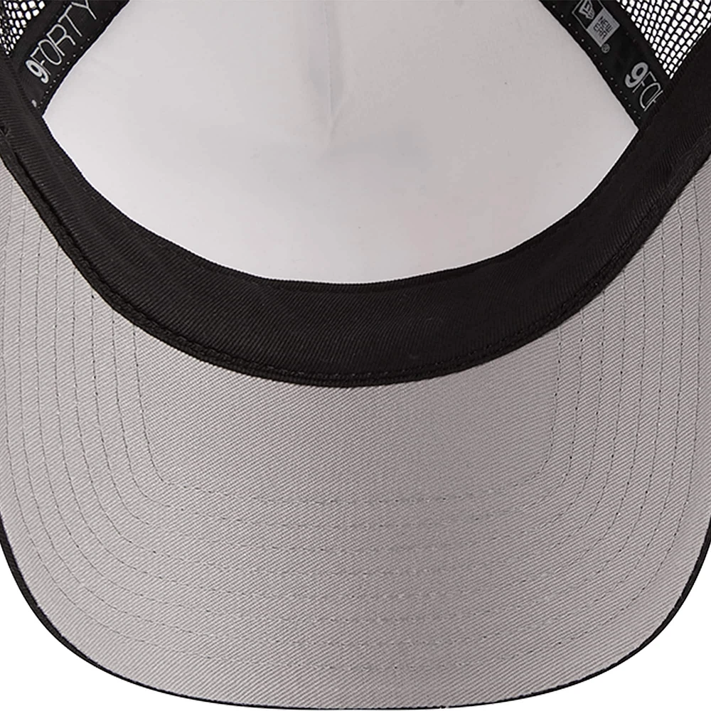 Men's New Era /Black Pittsburgh Steelers Stacked A-Frame Trucker 9FORTY Adjustable Hat