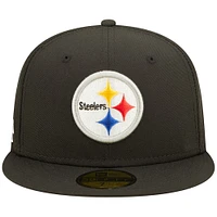 Men's New Era Black Pittsburgh Steelers Super Bowl XL Pink Pop Sweat 59FIFTY Fitted Hat