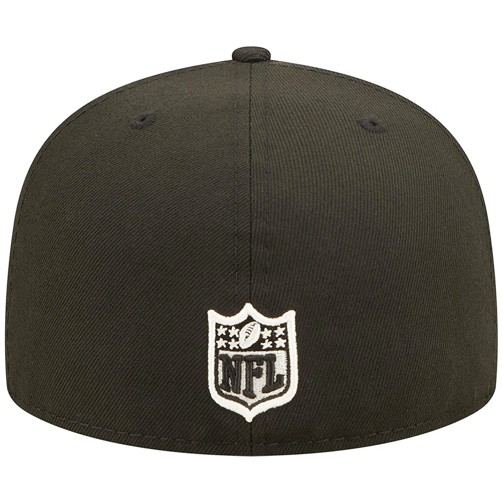 Men's New Era Black Pittsburgh Steelers Super Bowl XL Pink Pop Sweat 59FIFTY Fitted Hat