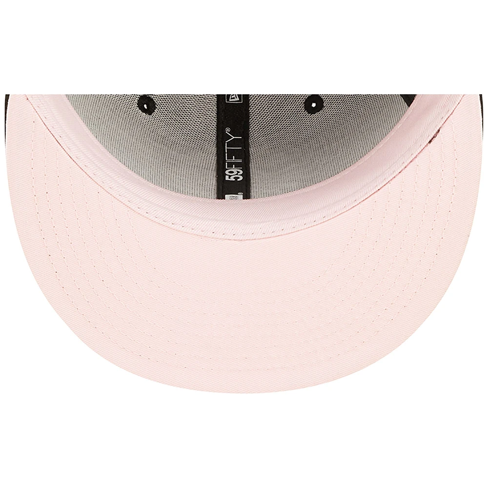 Men's New Era Black Pittsburgh Steelers Super Bowl XL Pink Pop Sweat 59FIFTY Fitted Hat