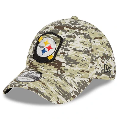 Casquette flexible New Era camouflage Pittsburgh Steelers 2023 Salute To Service 39THIRTY pour hommes