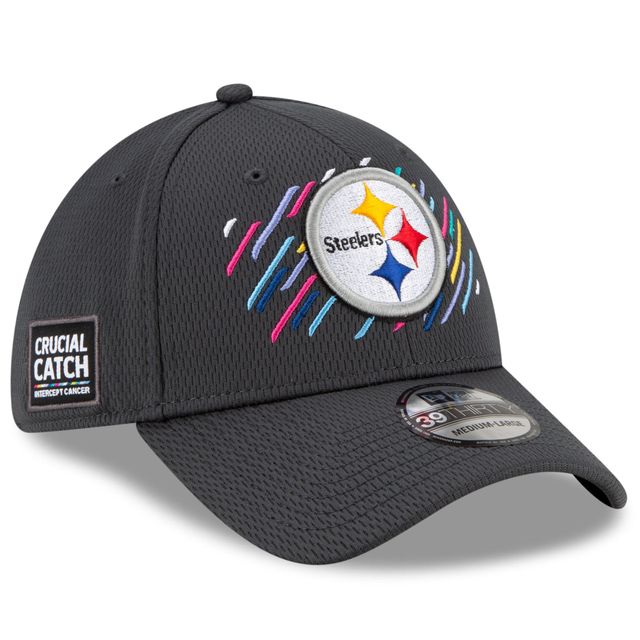 Casquette New Era Charcoal Pittsburgh Steelers 2021 NFL Crucial Catch pour homme - 39THIRTY Flex