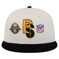 Men's New Era Cream/Black Pittsburgh Steelers  Corduroy 59FIFTY Fitted Hat