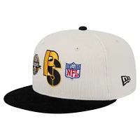 Men's New Era Cream/Black Pittsburgh Steelers  Corduroy 59FIFTY Fitted Hat