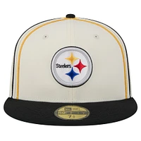 Men's New Era Cream Pittsburgh Steelers Soutache 59FIFTY Fitted Hat