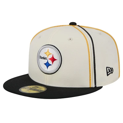Casquette ajustée 59FIFTY crème Pittsburgh Steelers Soutache New Era pour hommes