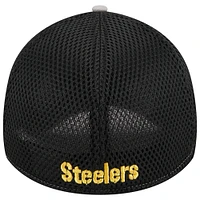 Men's New Era Gray/Black Pittsburgh Steelers  Pipe 39THIRTY Flex Hat
