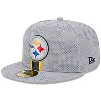 Men's New Era Gray Pittsburgh Steelers 2024 Sideline 59FIFTY Fitted Hat