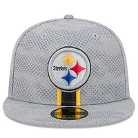 Men's New Era Gray Pittsburgh Steelers 2024 Sideline 59FIFTY Fitted Hat