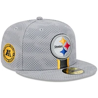 Men's New Era Gray Pittsburgh Steelers 2024 Sideline 59FIFTY Fitted Hat