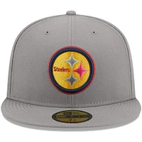 Men's New Era Gray Pittsburgh Steelers Color Pack 59FIFTY Fitted Hat