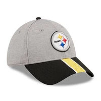 Casquette flexible 39THIRTY rayée Pittsburgh Steelers New Era gris chiné/noir pour hommes