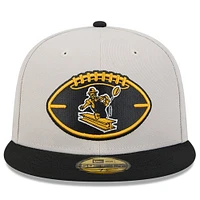 Men's New Era Stone/Black Pittsburgh Steelers 2024 Sideline Historic 59FIFTY Fitted Hat