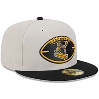 Men's New Era Stone/Black Pittsburgh Steelers 2024 Sideline Historic 59FIFTY Fitted Hat