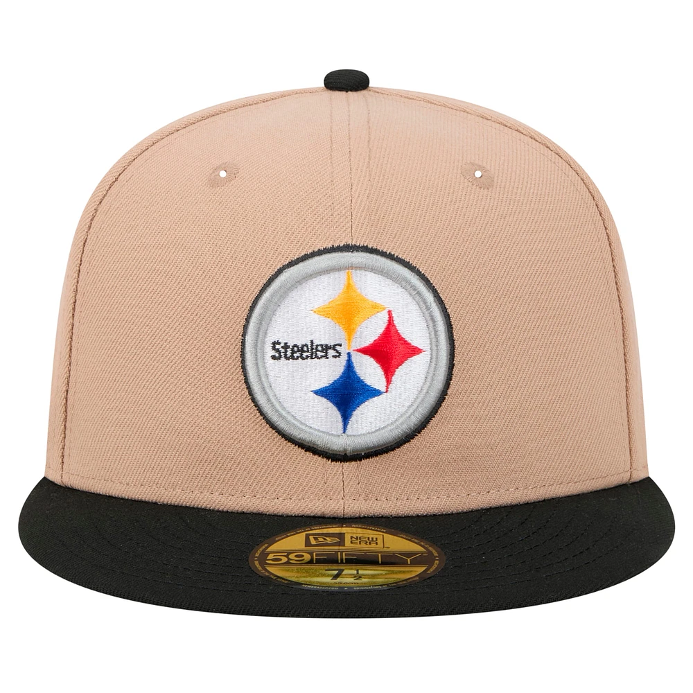 Men's New Era Tan Pittsburgh Steelers  Logo Main 59FIFTY Fitted Hat