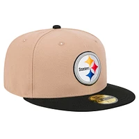 Men's New Era Tan Pittsburgh Steelers  Logo Main 59FIFTY Fitted Hat